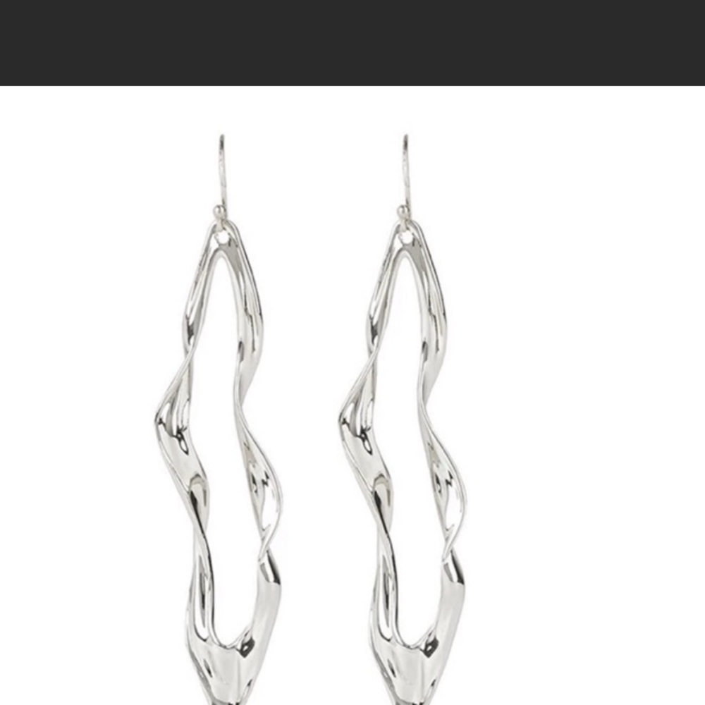 Alexis Bittar Gold Light Sculpted Linear Svelte Crumpled Hoop Wire Earrings - Picture 11 of 15